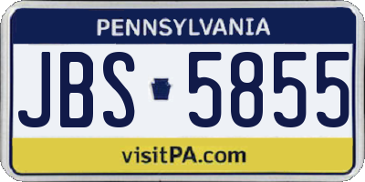 PA license plate JBS5855