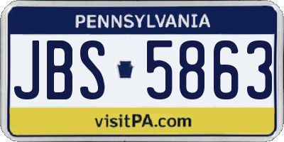 PA license plate JBS5863