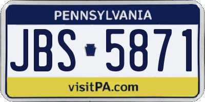 PA license plate JBS5871