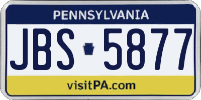 PA license plate JBS5877