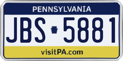 PA license plate JBS5881