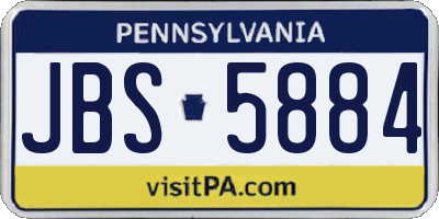PA license plate JBS5884