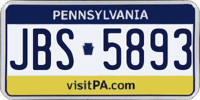 PA license plate JBS5893