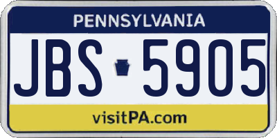 PA license plate JBS5905