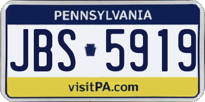 PA license plate JBS5919