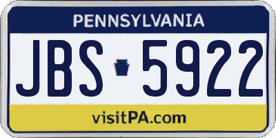 PA license plate JBS5922