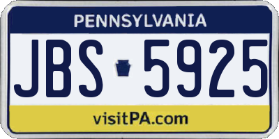PA license plate JBS5925