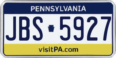 PA license plate JBS5927
