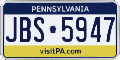 PA license plate JBS5947