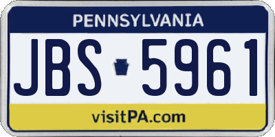 PA license plate JBS5961