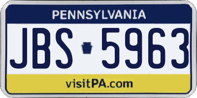 PA license plate JBS5963