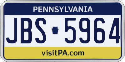 PA license plate JBS5964