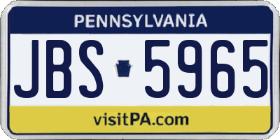 PA license plate JBS5965