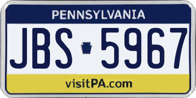 PA license plate JBS5967