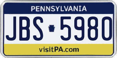 PA license plate JBS5980