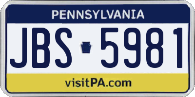 PA license plate JBS5981