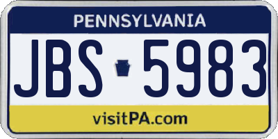 PA license plate JBS5983