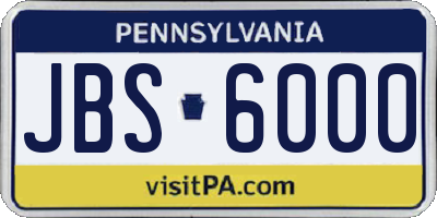 PA license plate JBS6000