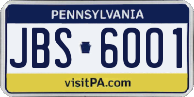PA license plate JBS6001