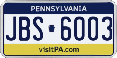 PA license plate JBS6003