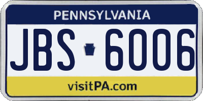 PA license plate JBS6006