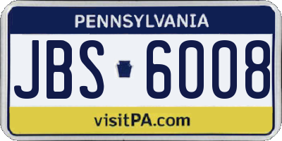 PA license plate JBS6008