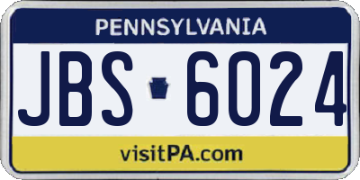 PA license plate JBS6024
