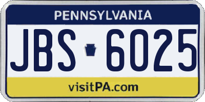 PA license plate JBS6025