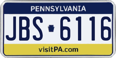 PA license plate JBS6116