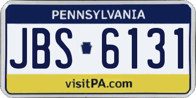 PA license plate JBS6131