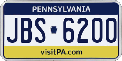 PA license plate JBS6200