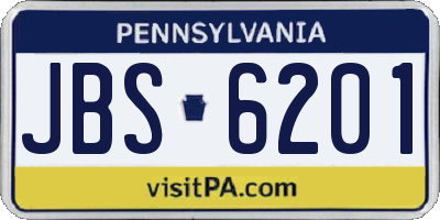 PA license plate JBS6201