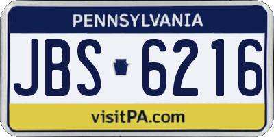 PA license plate JBS6216