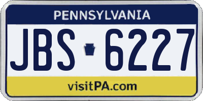 PA license plate JBS6227
