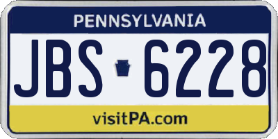 PA license plate JBS6228