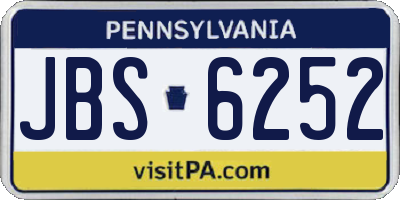 PA license plate JBS6252