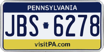 PA license plate JBS6278