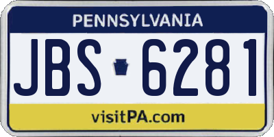PA license plate JBS6281
