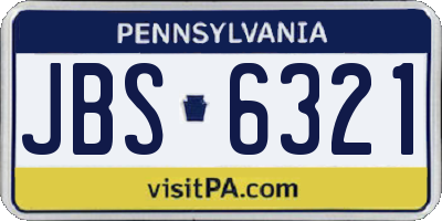 PA license plate JBS6321