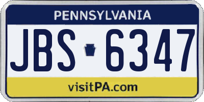 PA license plate JBS6347