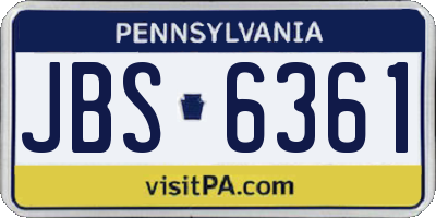 PA license plate JBS6361