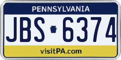 PA license plate JBS6374