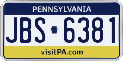 PA license plate JBS6381