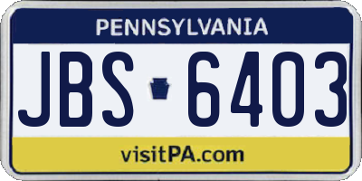 PA license plate JBS6403