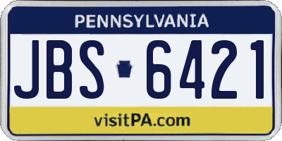 PA license plate JBS6421