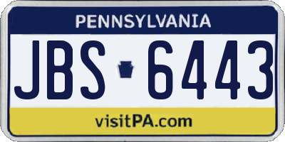 PA license plate JBS6443