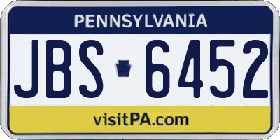 PA license plate JBS6452