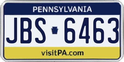 PA license plate JBS6463