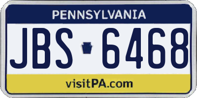 PA license plate JBS6468