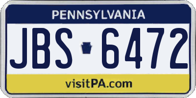 PA license plate JBS6472